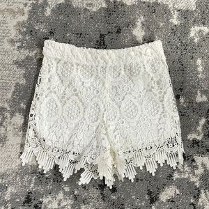White Lace High Waisted Shorts